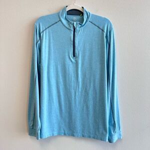 Tasc Performance Womens Size Large 1/4 Zip Top Blue Cotton Bamboo Stretch